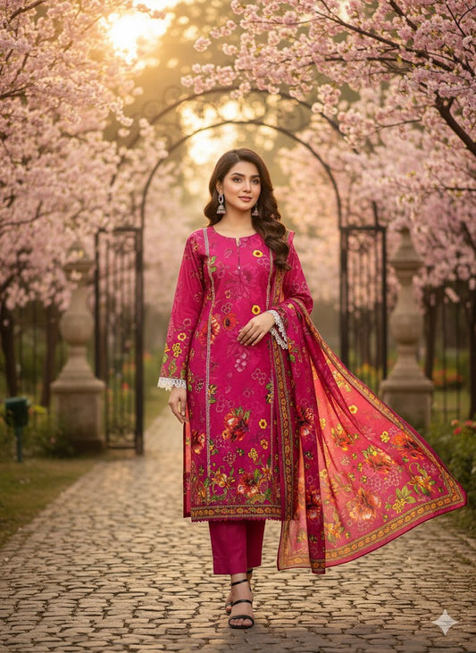 Lillen, khaddar 3pc unstiched