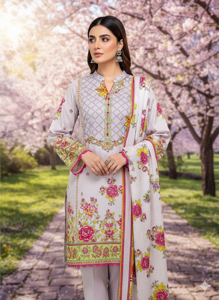 Lillen, khaddar 3pc unstiched