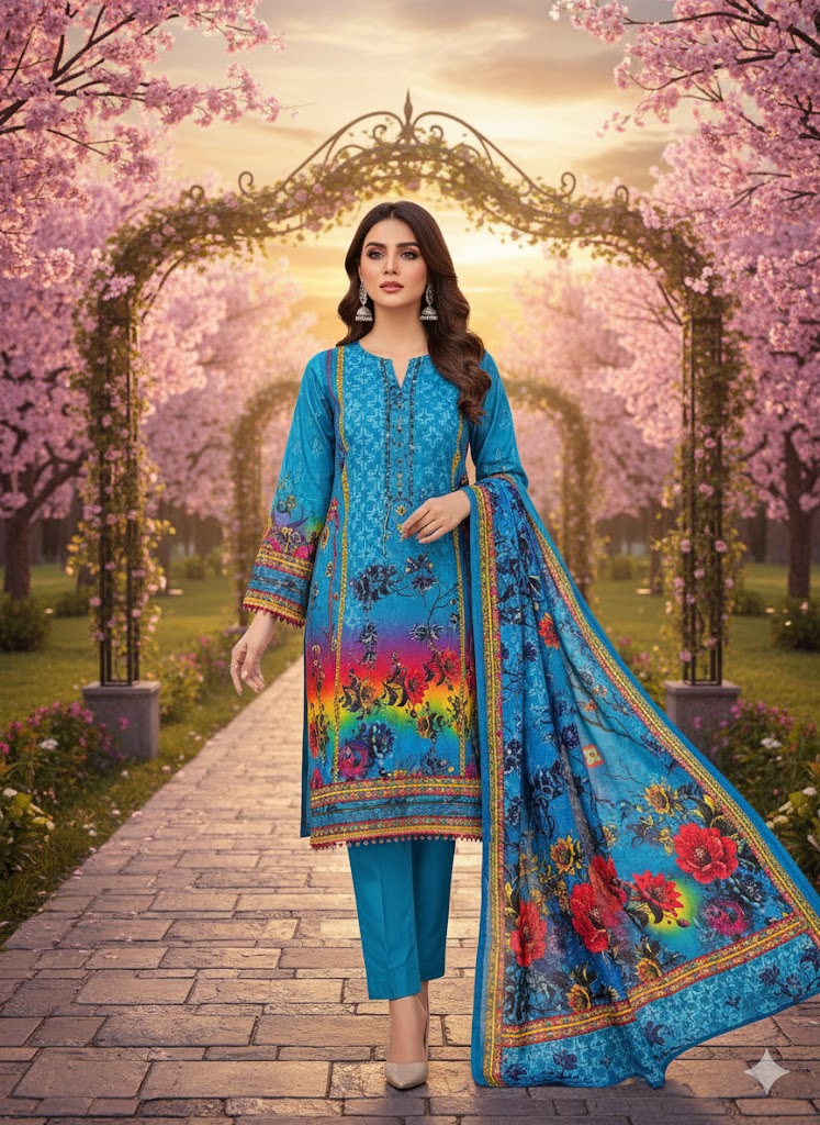 Lillen, khaddar 3pc unstiched